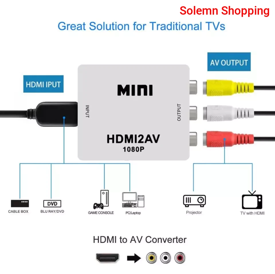 HDMI in To AV out Converter Digital Signal To RCA Video Converter